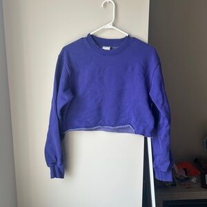 TNA Cozy Fleece Cropped Crewneck Purple XS